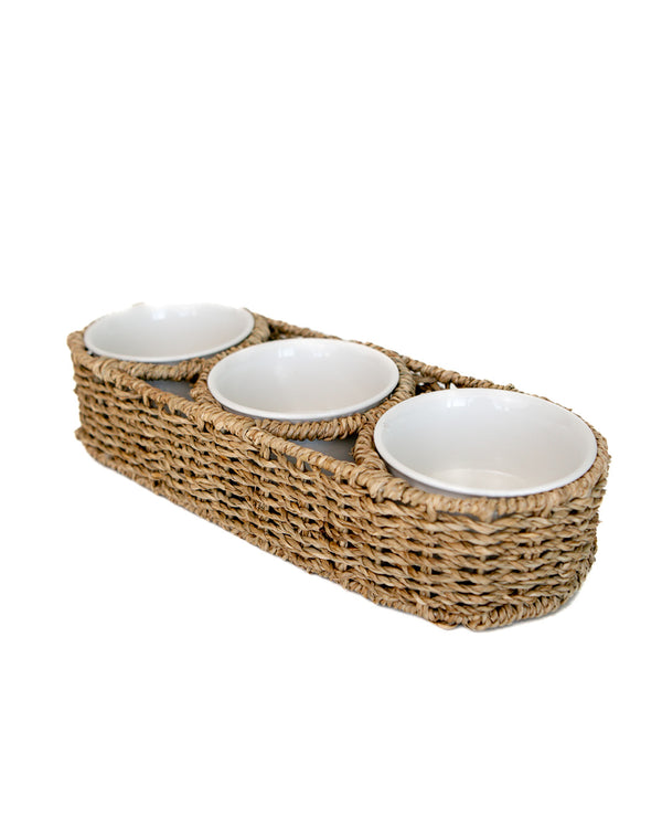 Basket w/ Ceramic Bowls