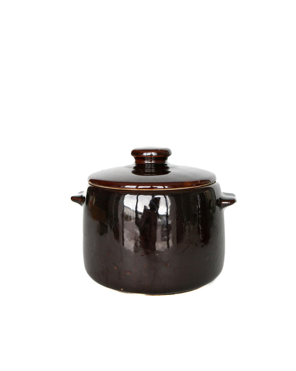 One of a Kind Burgundy Stoneware Crock