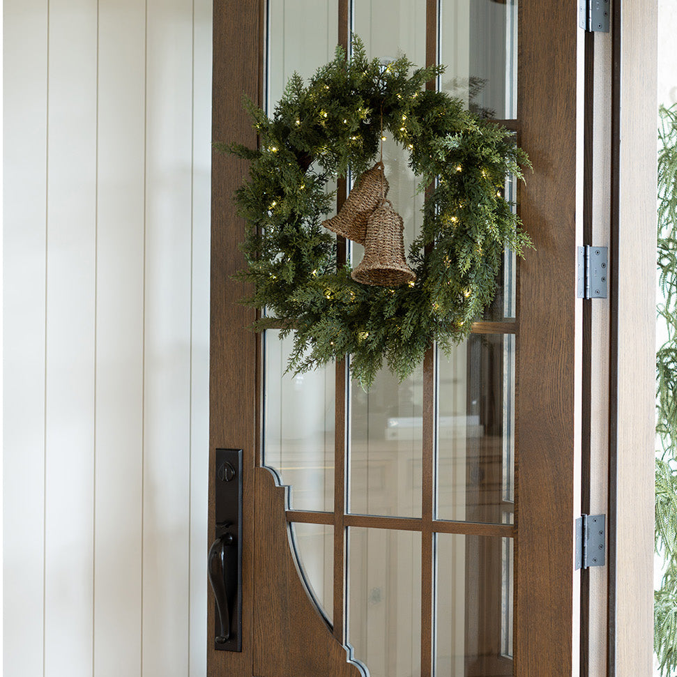 Golden Juniper Wreath- Pre Lit