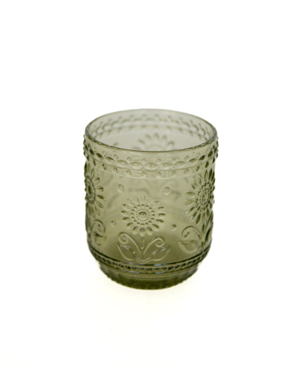 Green Floral Drinking Glass