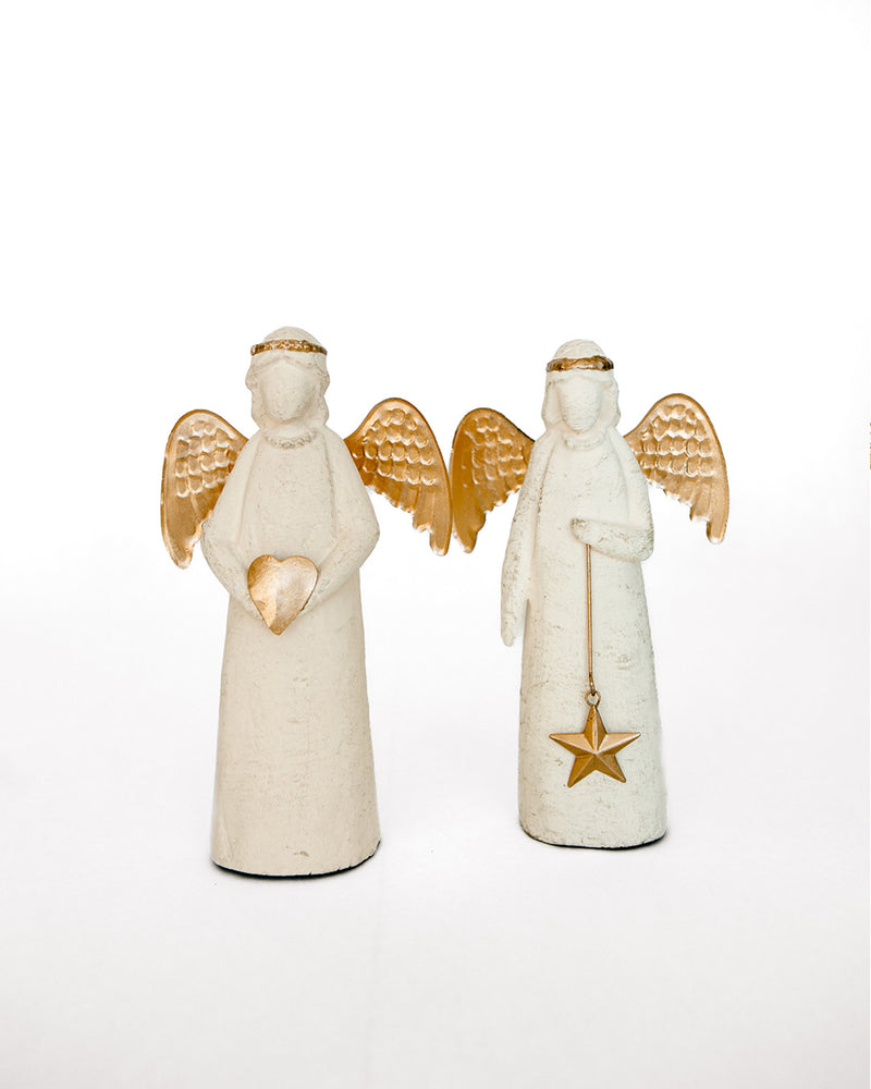 Hand-Painted Paper Mache Angel - Set of 2