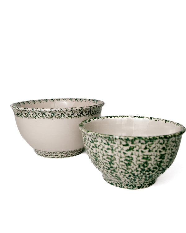 Aged Green Print Mixing Bowl Set - One of a Kind