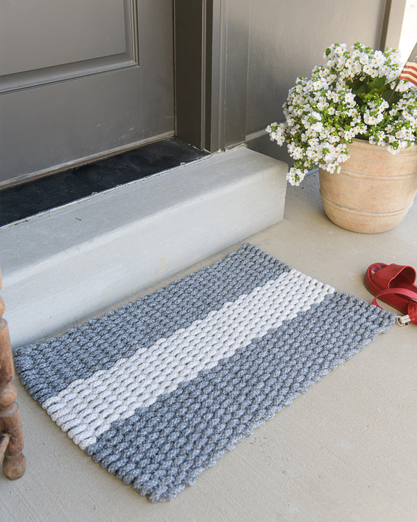Grey Striped Handwoven Doormat