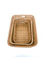 Handwoven Rattan Baskets, Set of 3