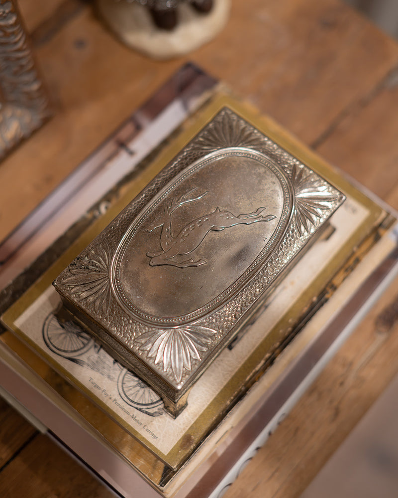 One of a Kind Polished Silver Reindeer box