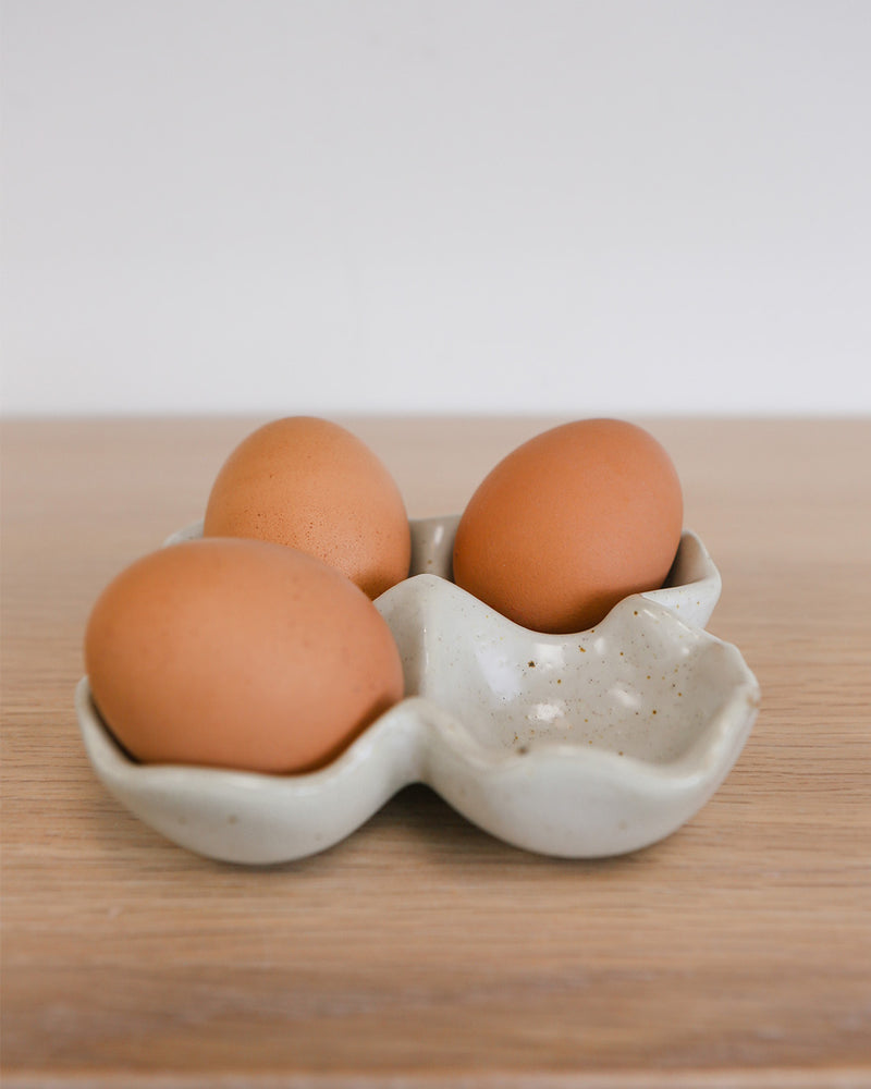 White Stoneware 6-Egg Holder